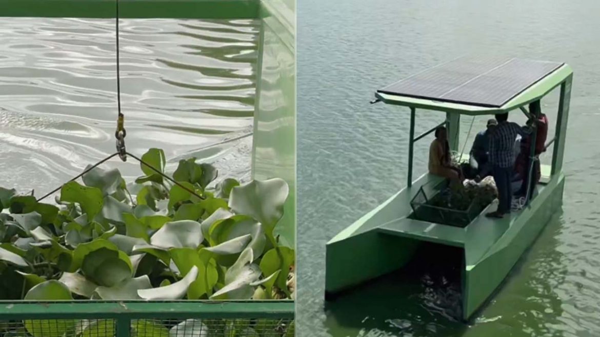 බේරෙ වැවේ අපද්‍රව්‍ය ඉවත් කිරීමට සූර්ය බලයෙන් ක්‍රියාත්මක විද්‍යුත් බෝට්ටු